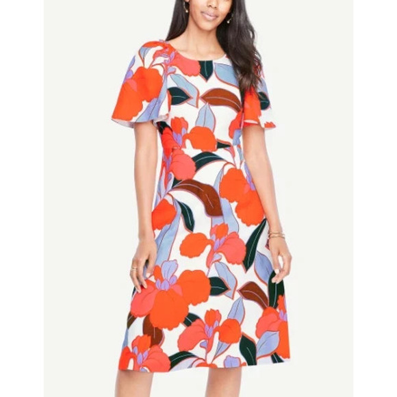 Taylor Dresses & Skirts - Ann Taylor Bold Blooms Floral linen boho lagenlook Dress multi 10 Petite A006178